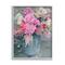 Stupell Industries Pink Floral Arrangement Soft Focus Grey Pot in Gray Frame Wall Art
